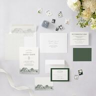 Country Farm Save The Date Cards Hunter Green Signature smooth Blank No Standard