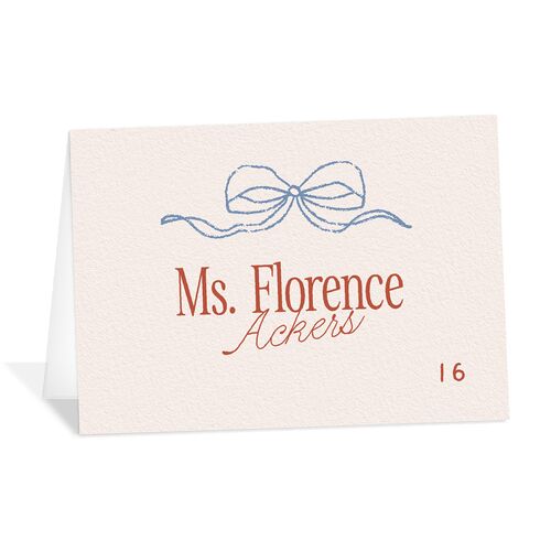 Modern Delicate Bows Place Cards Jewel Red Signature