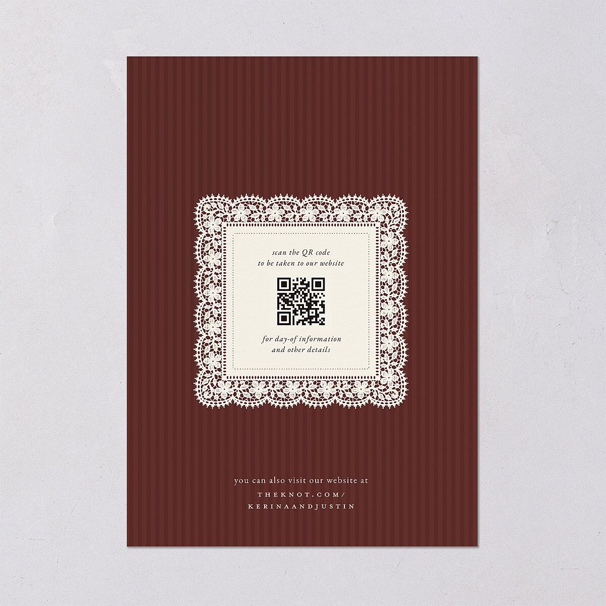 Vintage Lace Wedding Invitations Burgundy Signature Blank No Standard