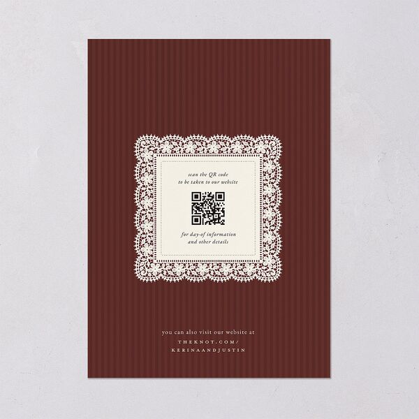 Vintage Lace Wedding Invitations Burgundy Signature Blank No Standard