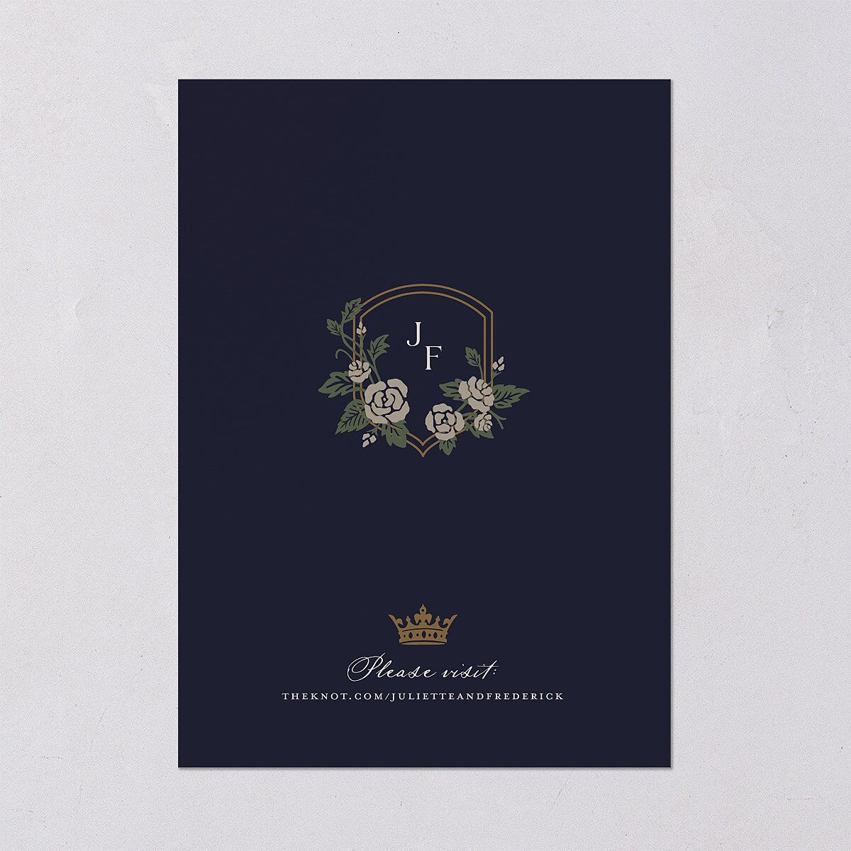 Sword and Roses Fantasy Garden Wedding Invitations Dark Navy Signature Blank No Standard