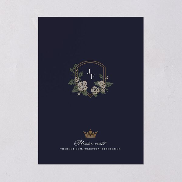 Sword and Roses Fantasy Garden Wedding Invitations Dark Navy Signature Blank No Standard