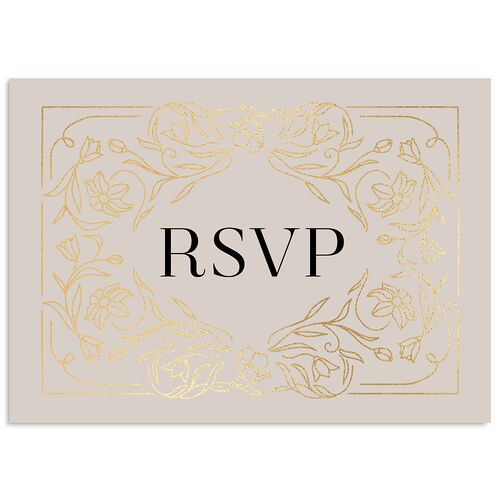 Floral Opulence Foil Wedding Response Cards Gold Licorice Signature Standard
