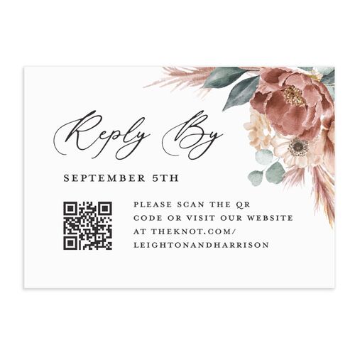 Pampas and Eucalyptus Floral QR Code RSVP Cards Desert Rose Signature Standard
