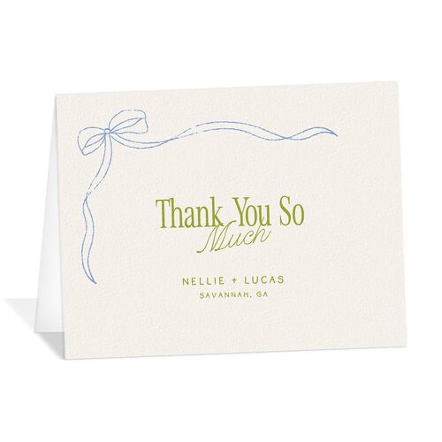 Modern Delicate Bows Thank You Cards Peridot