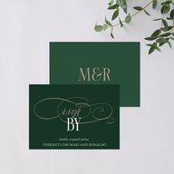 Polished Photo Foil QR Code RSVP Cards Emerald Signature Standard