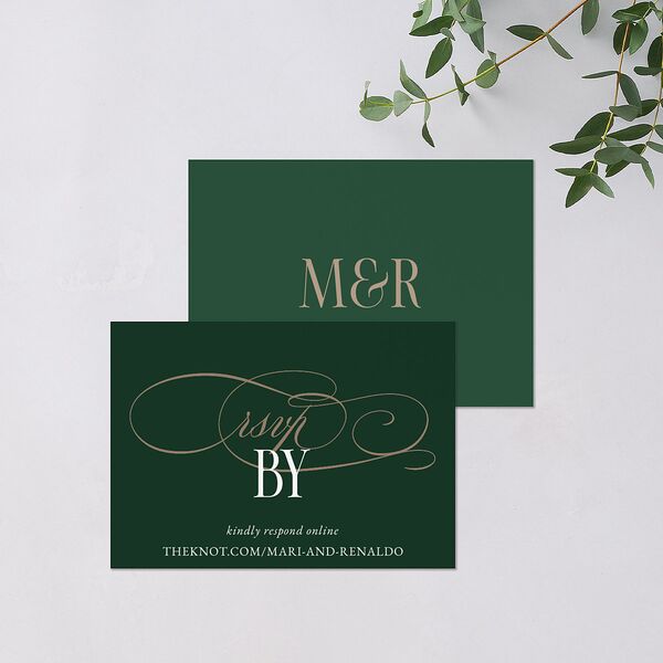 Polished Photo Foil QR Code RSVP Cards Emerald Signature Standard