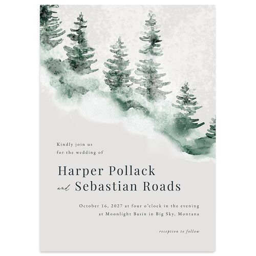 Snowy Mountainside Wedding Invitations Forest Signature Blank No Standard