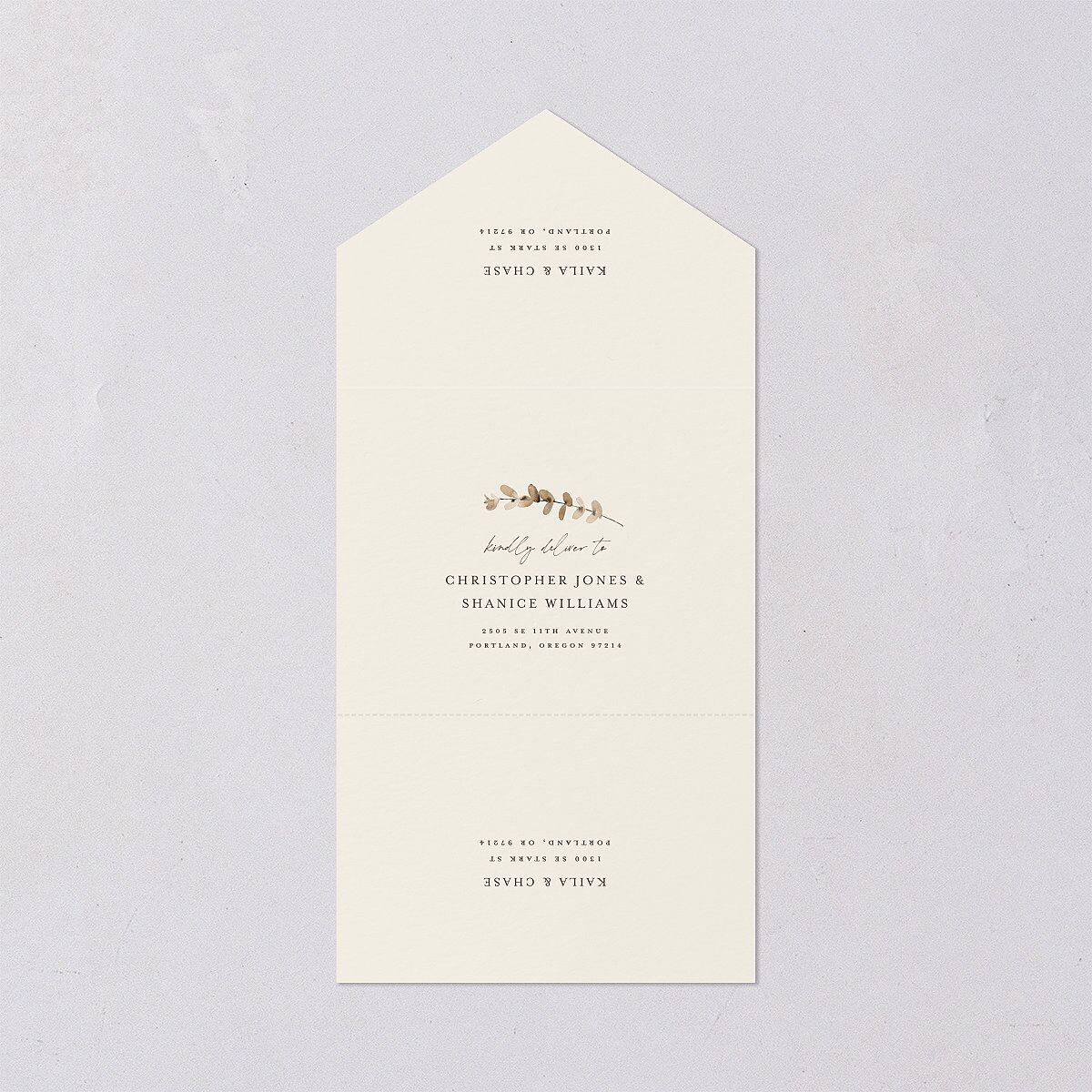 Soft Pampas Botanical All-in-One Wedding Invitations Sepia Signature Light Both Recipient and Return Addresses No