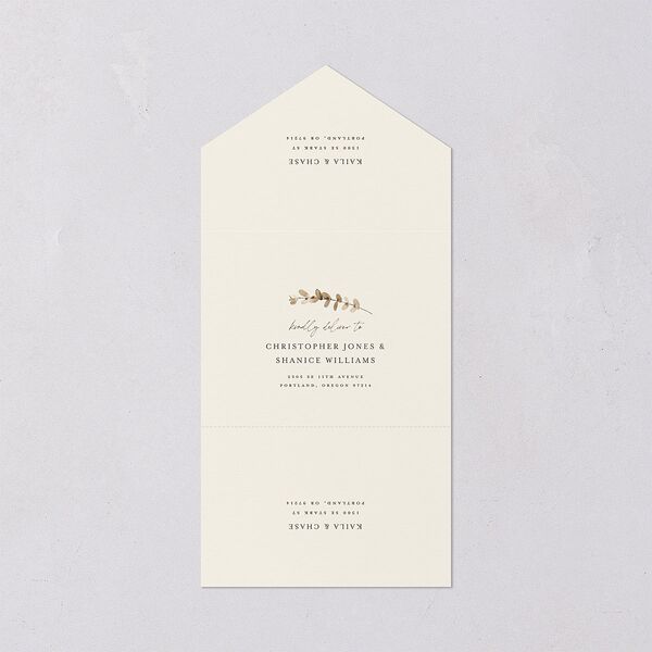 Soft Pampas Botanical All-in-One Wedding Invitations Sepia Signature Light Both Recipient and Return Addresses No