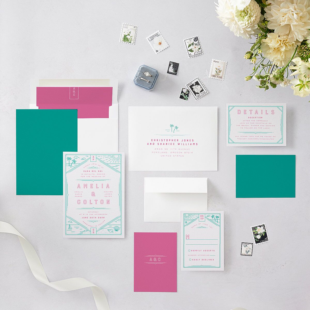 Iconic Beach Wedding Invitations Sky Signature Blank No Standard