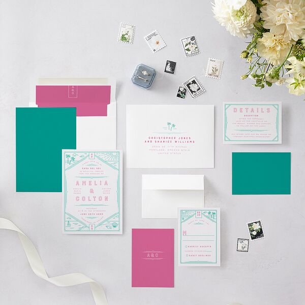 Iconic Beach Wedding Invitations Sky Signature Blank No Standard
