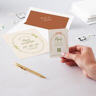 Whimsical Drawn Flowers QR Code RSVP Cards Thyme Signature Standard