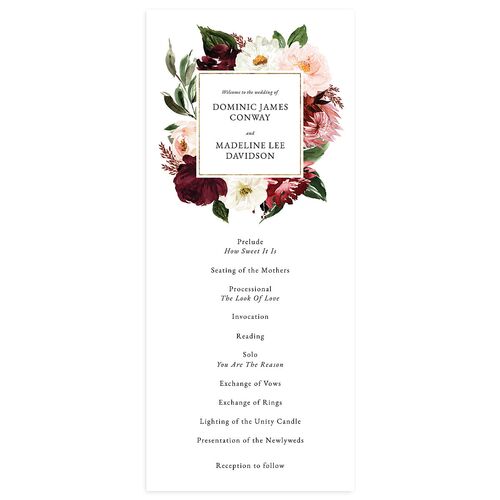 Striking Blooms Wedding Programs Hunter Green Signature