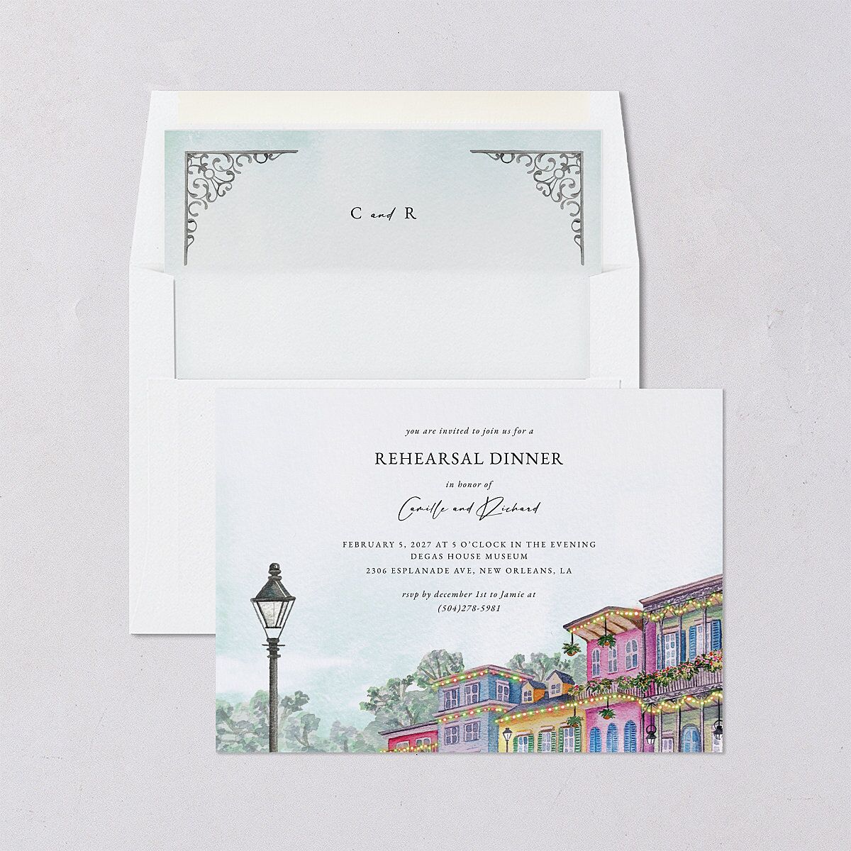 New Orleans Rehearsal Dinner Invitations Dark Night Signature Blank