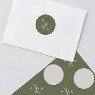 Botanical Monogram Wedding Stickers Dark Camo Circle