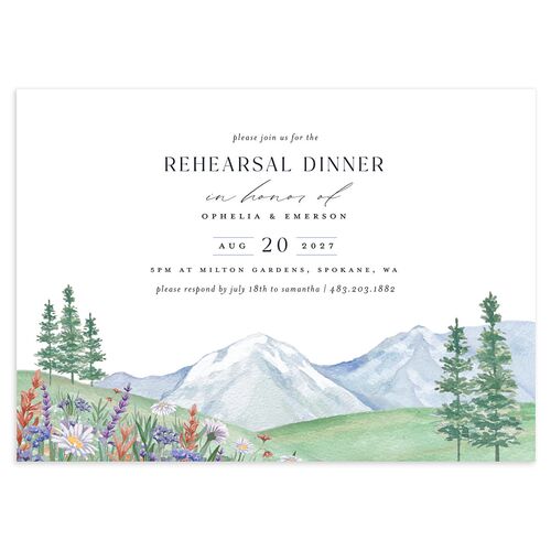 Mountain Wildflowers Rehearsal Dinner Invitations Dusty Blue Signature Blank Standard