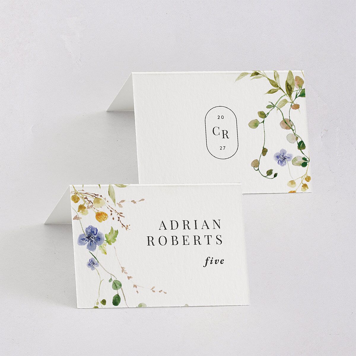Delicate Wildflower Place Cards Pure White Signature