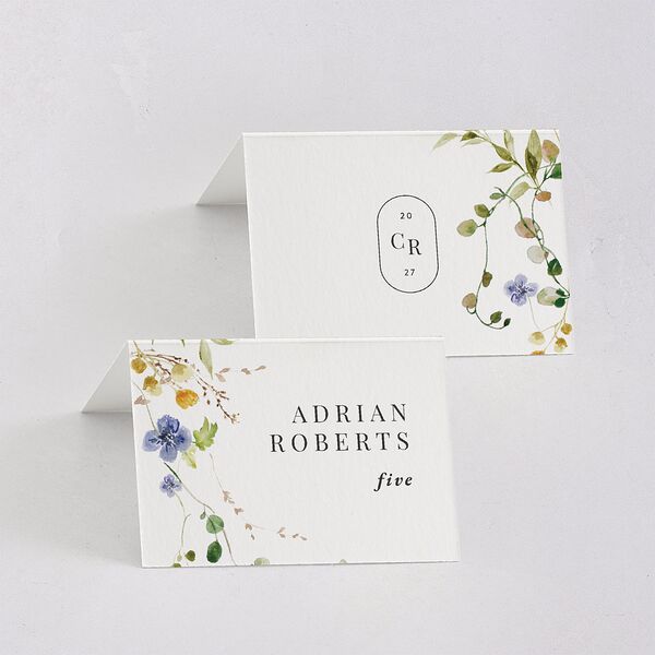 Delicate Wildflower Place Cards Pure White Signature