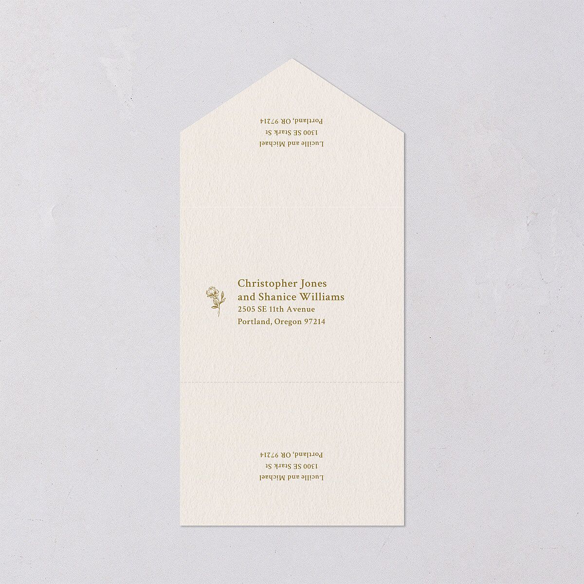 Elegant Typography All-in-One Wedding Invitations Gold Signature Light Both Recipient and Return Addresses No