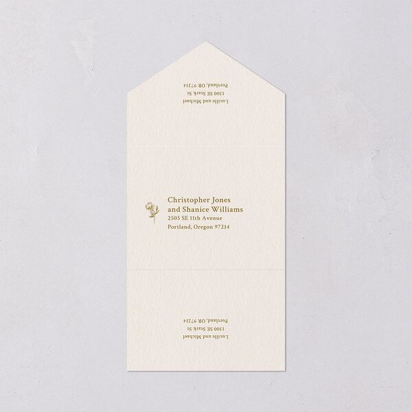 Elegant Typography All-in-One Wedding Invitations Gold Signature Light Both Recipient and Return Addresses No