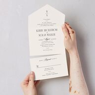 Cosmopolitan All-in-One Wedding Invitations Champagne Signature Light Both Recipient and Return Addresses No