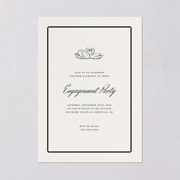 Elegant Swans Engagement Party Invitations Ivory Signature Blank Standard