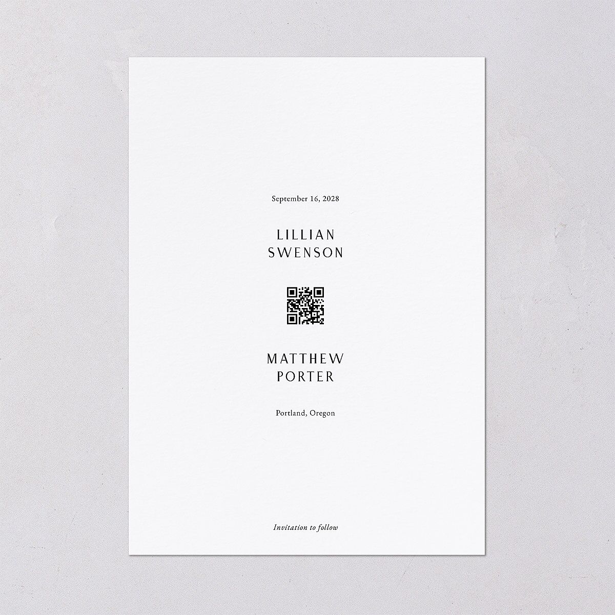 Editorial Monogram Save the Date Cards Pure White Signature smooth Blank No Standard