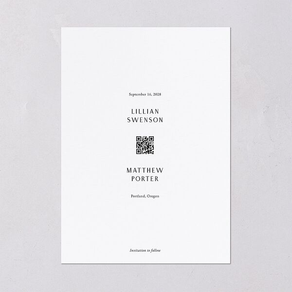 Editorial Monogram Save the Date Cards Pure White Signature smooth Blank No Standard