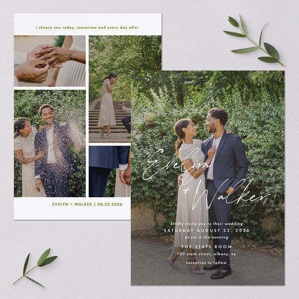 Picture This Photo Wedding Invitations Greenery Signature Blank No Standard