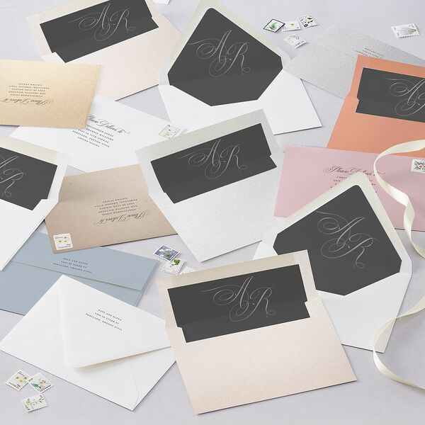 Grand Calligraphy Save the Date Cards Medieval Grey Signature smooth Blank No Standard