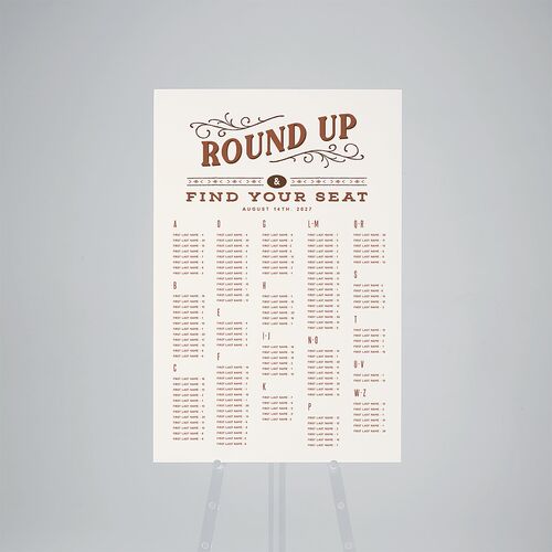 Western I Do BBQ Standard Seating Chart Large Saddle Standard Outdoor Corrugated L Seating