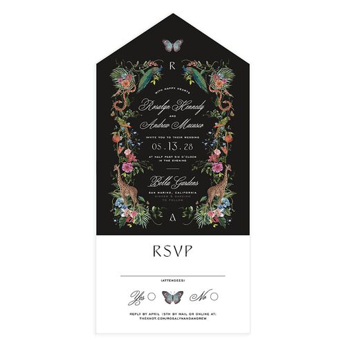 Wild About You All-in-One Wedding Invitations Charcoal Signature Light Both Recipient and Return Addresses No