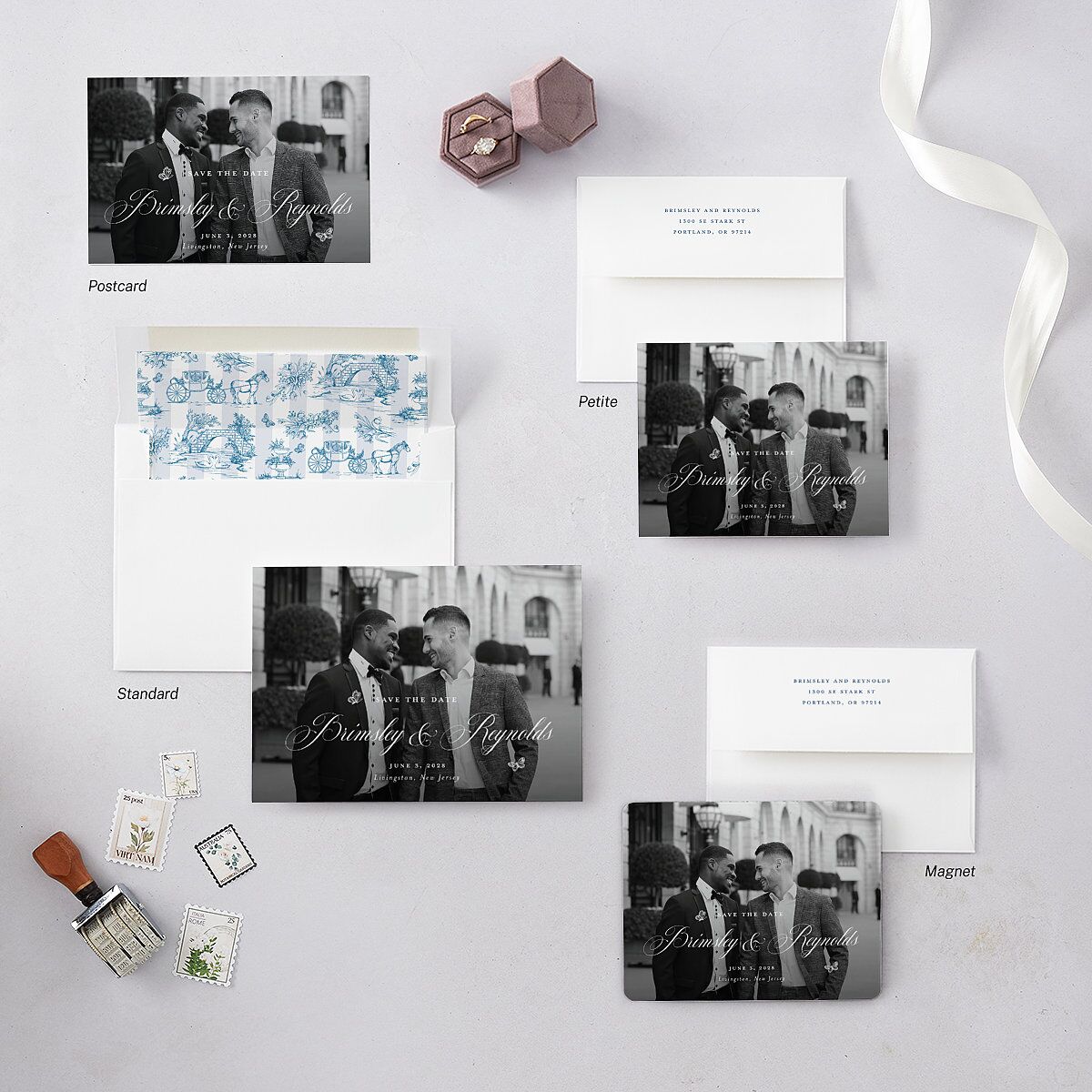 Elegant Antique Toile Frame Save The Date Magnets by Bridgerton Cruise Magnet Paper