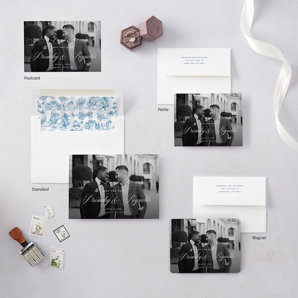 Elegant Antique Toile Frame Save The Date Magnets by Bridgerton Cruise Magnet Paper