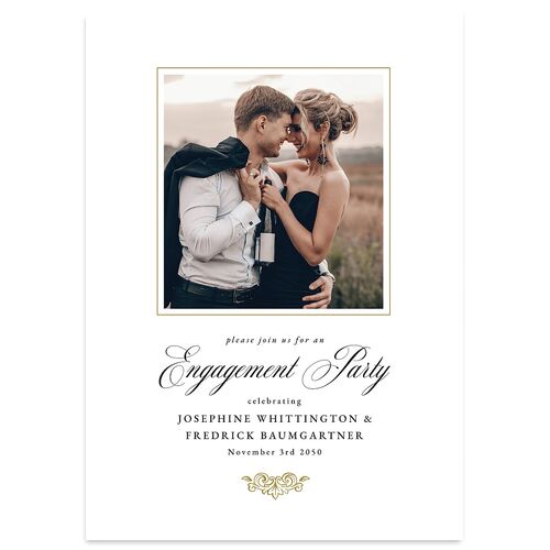 Black Tie Crest Engagement Party Wedding Invitations Pure White Signature Blank No Standard