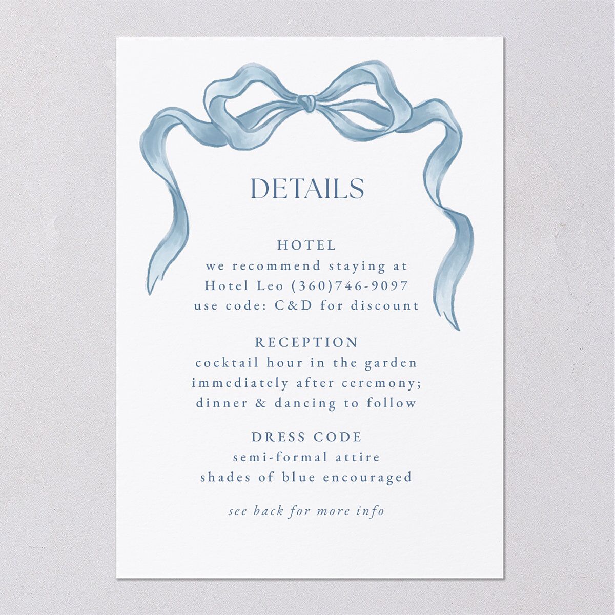 Vintage Bow Wedding Enclosure Cards — view 3