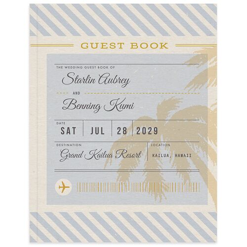 Retro Boarding Pass Travel Ticket Wedding Guest Book Slate