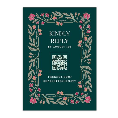 Botanical Textile QR Code RSVP Cards Wave Signature Standard