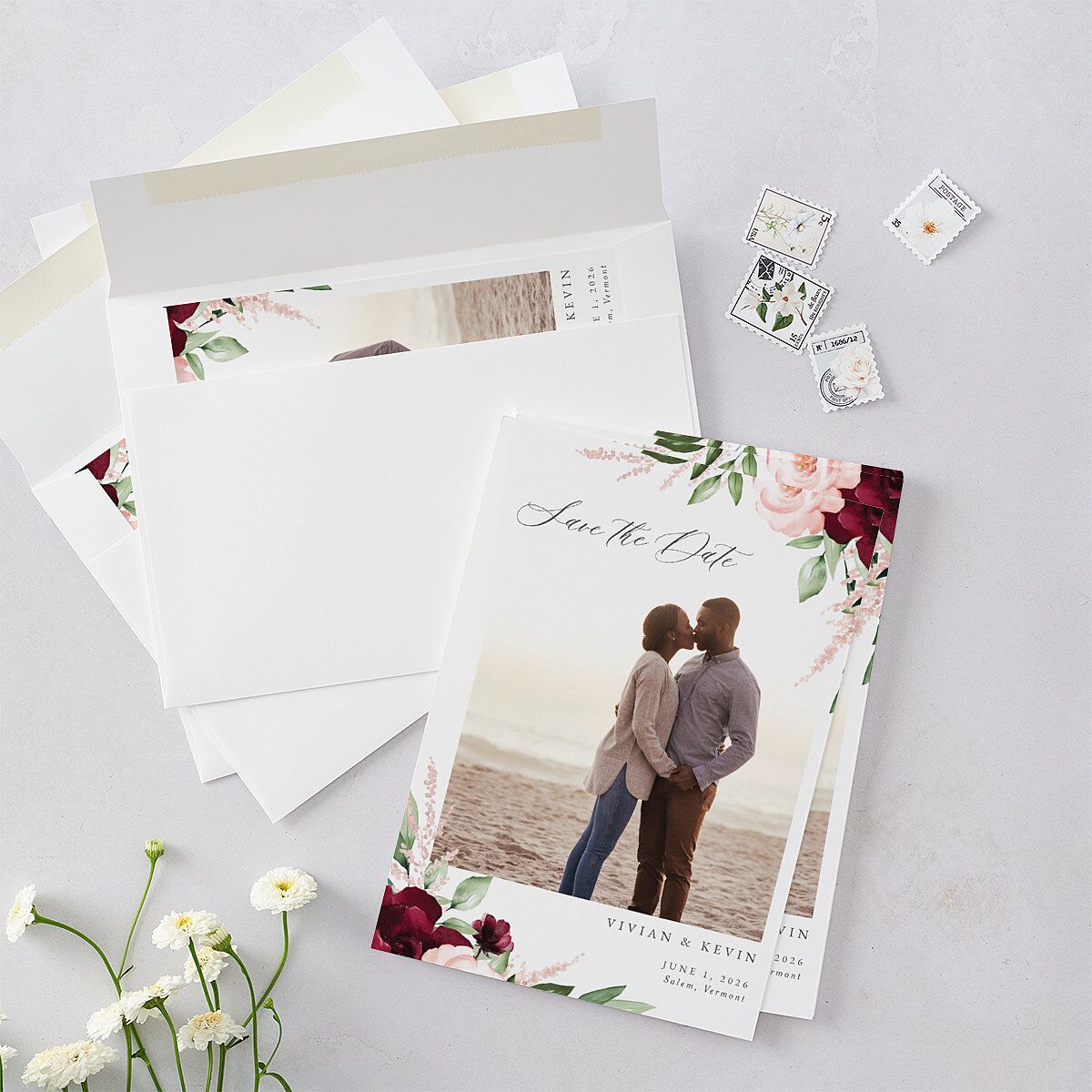 Beloved Floral Save The Date Cards — view 5