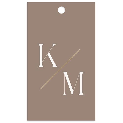 Monogram Slant Foil Favor Gift Tags Gold Fawn Signature