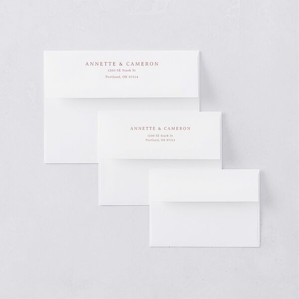 Floral Border Save The Date Card Envelopes White Desert Rose Both Recipient and Return Addresses Signature Standard