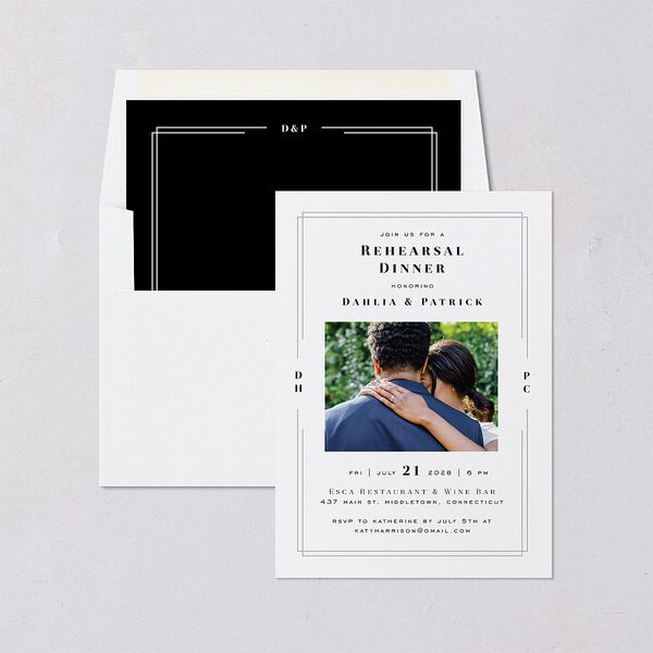 Framed Photo Rehearsal Dinner Invitations Pure White Signature Blank