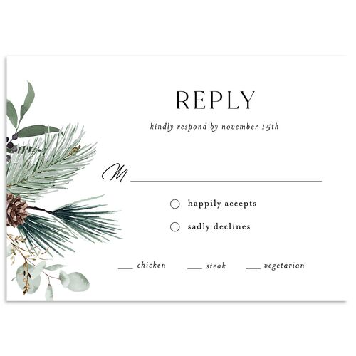 Rustic Pine Wedding Response Cards Charcoal Signature Standard