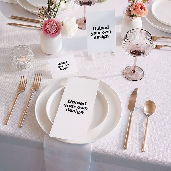 Upload Your Own Design Landscape Place Cards Pure White Signature