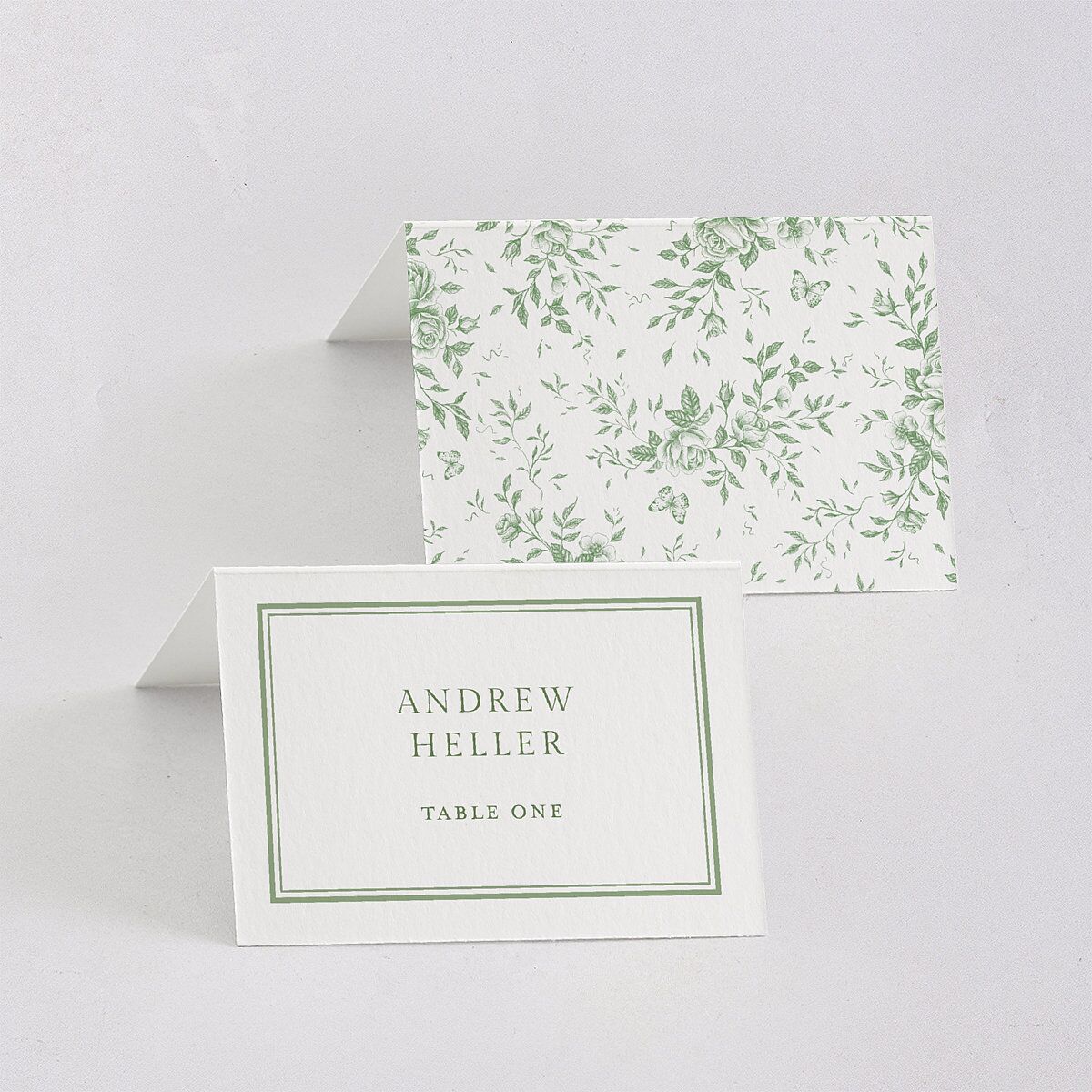 Antique Garden Lace Floral Place Cards Moss Signature