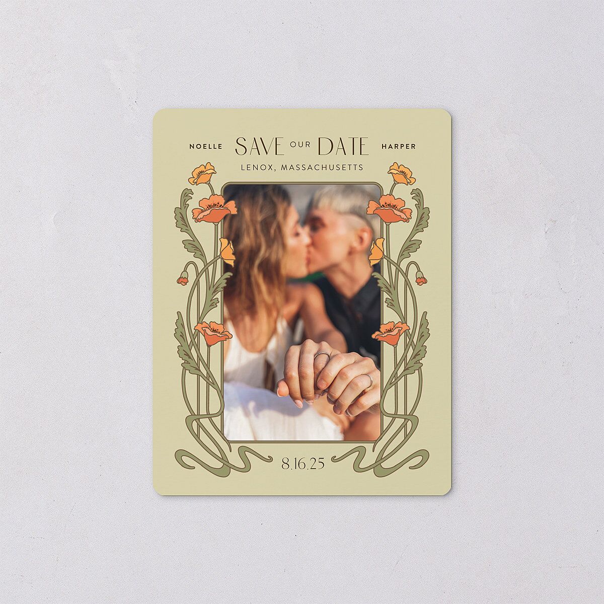 Vintage Nouveau Save The Date Magnets Pear Magnet Paper