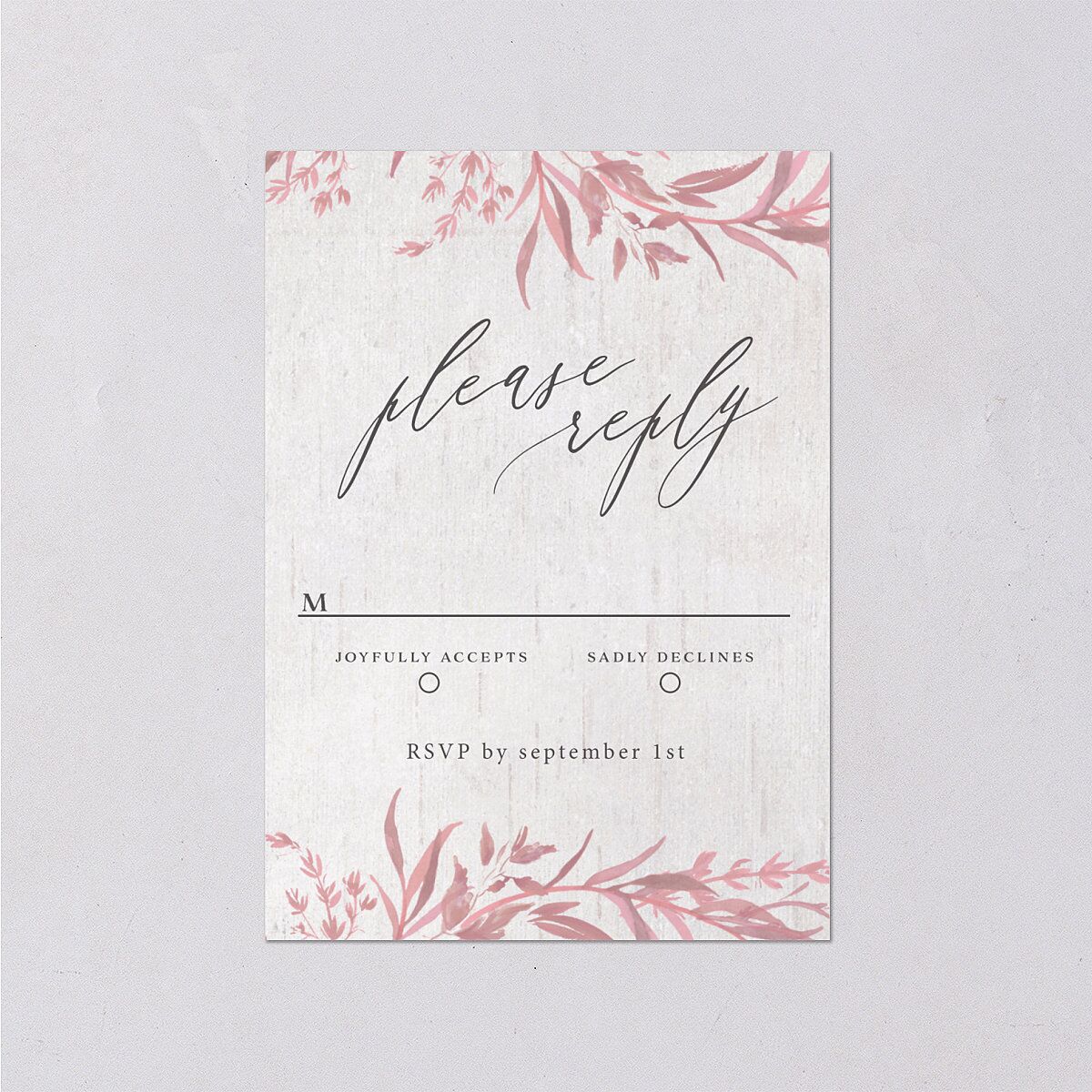 Natural Laurel Wedding Response Cards Candy Pink Signature Standard
