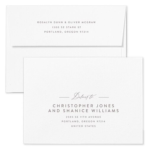 Painted Desert Rehearsal Dinner Invitation Envelopes White Dusty Rose Both Recipient and Return Addresses Signature Standard