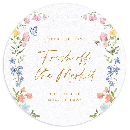 Fairytale Wildflower Crest Bridal Shower Wedding Day Coasters Daffodil Cardboard Circle